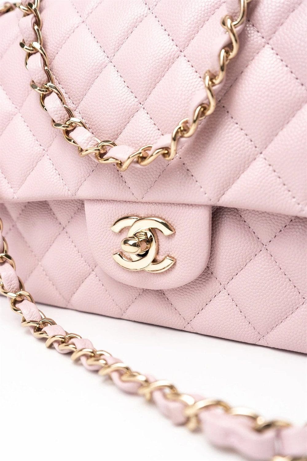 Chanel Medium Classic Double Flap Light Pink Caviar Light Gold Hardware