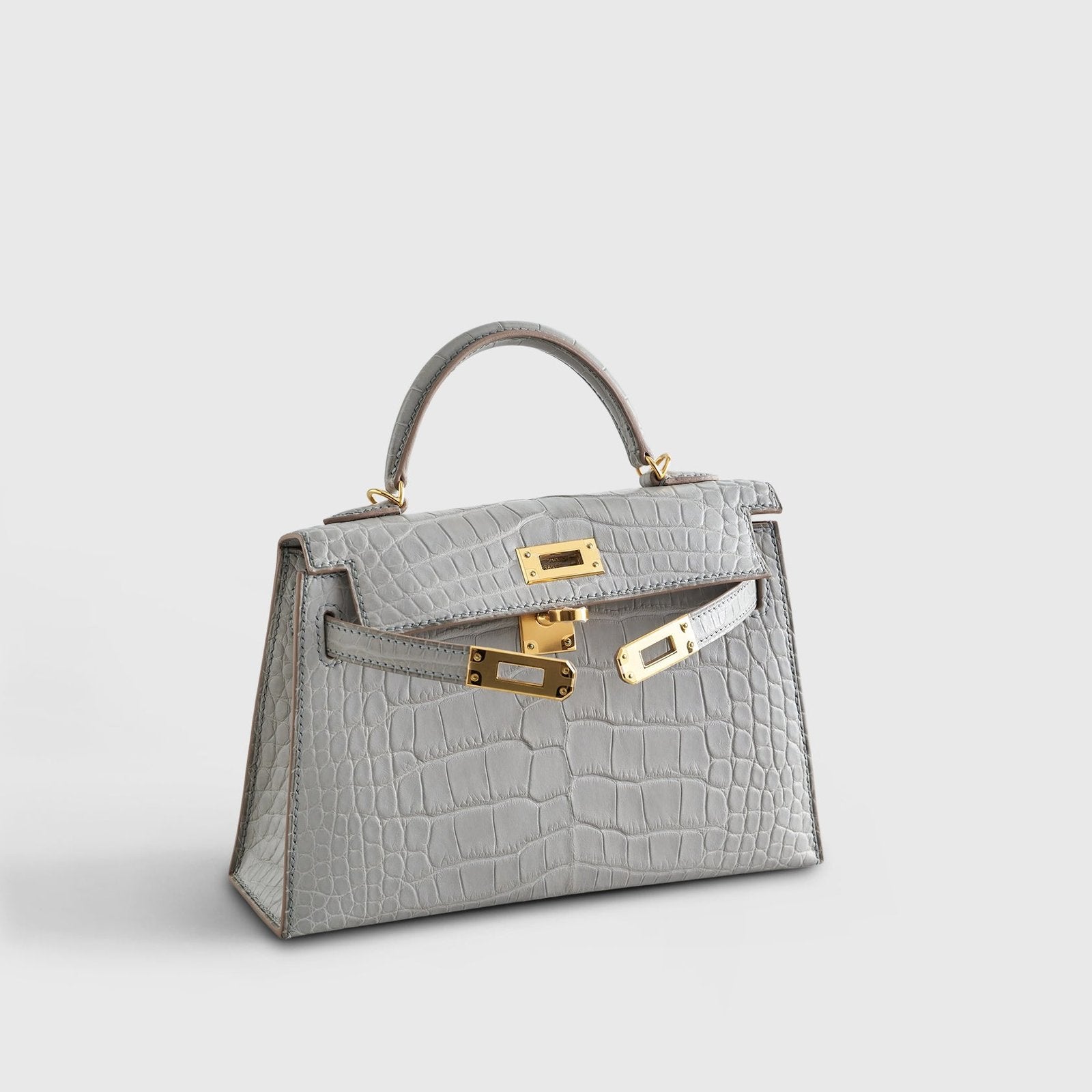 Hermès Kelly Mini Alligator Gris Perle Matte Gold Hardware