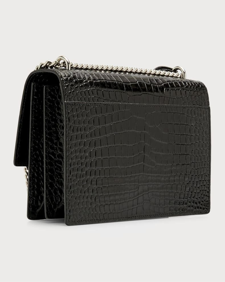 Saint Laurent Sunset Medium In Crocodile Embossed Shiny Leather