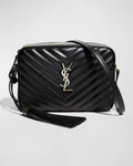 Saint Laurent Lou Medium YSL Monogram Calfskin Camera Crossbody Bag – Aged Silver Hardware