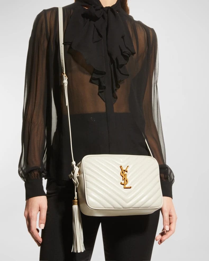 Saint Laurent Lou Medium YSL Camera Bag with Tassel in Quilted Leather
