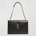 Saint Laurent Envelope Triquilt Large YSL Shoulder Bag in Grained Leather