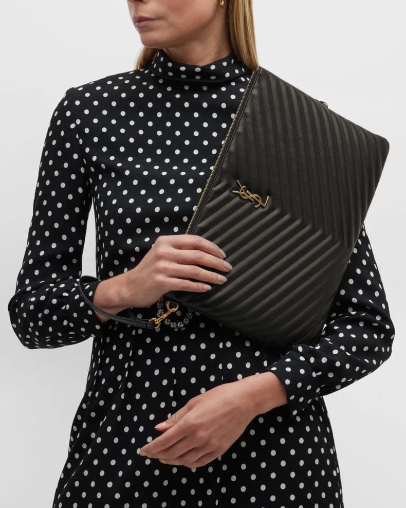 Saint Laurent YSL Monogram Large Pouch in Smooth Leather