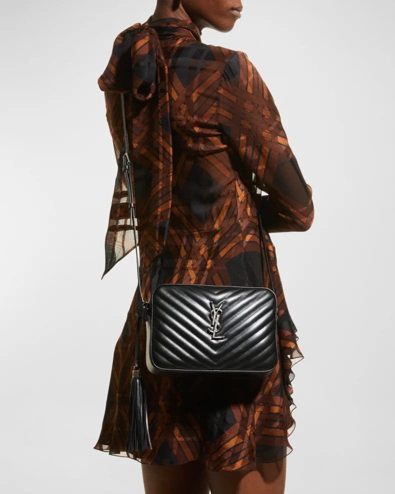 Saint Laurent Lou Medium YSL Monogram Calfskin Camera Crossbody Bag – Aged Silver Hardware