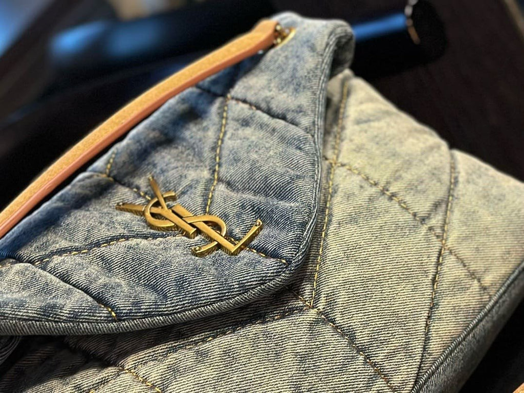 SAINT LAURENT PUFFER SMALL IN SUEDE AND DENIM