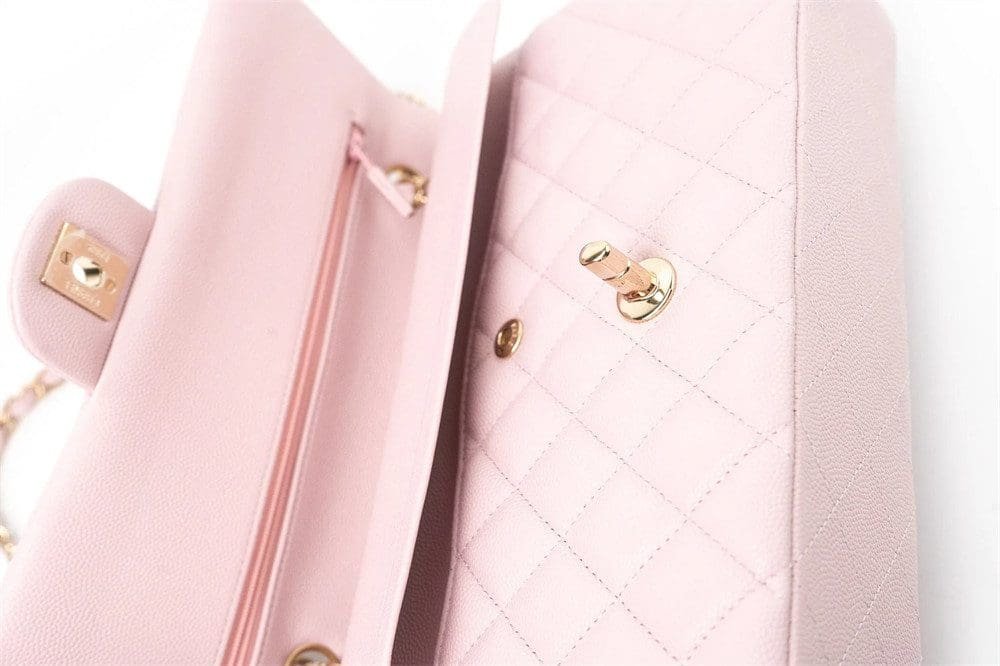 Chanel Medium Classic Double Flap Light Pink Caviar Light Gold Hardware