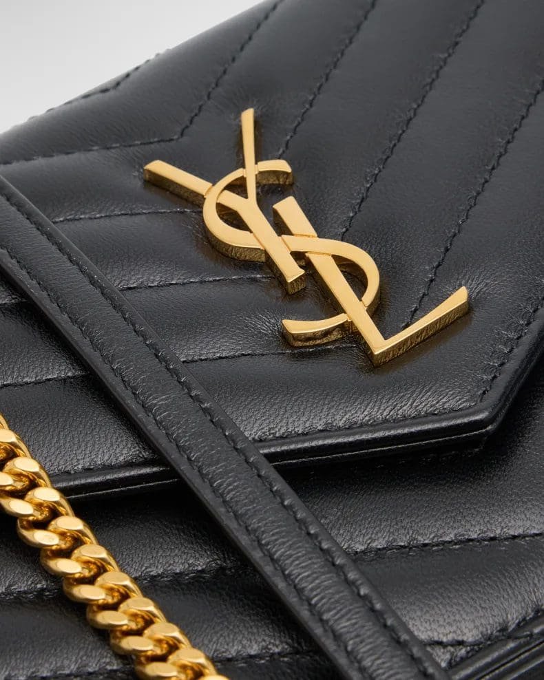 Saint Laurent Small YSL Wallet on Chain in Quilted Leather