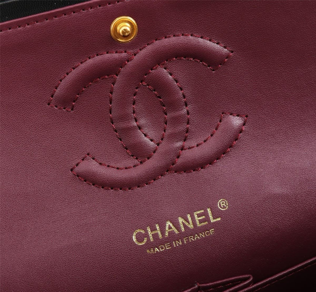 Chanel Lambskin Quilted Medium Rue Cambon Charms Double Flap Black