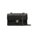 CHANEL SMALL CLASSIC HANDBAG Grained Calfskin & Silver Metal