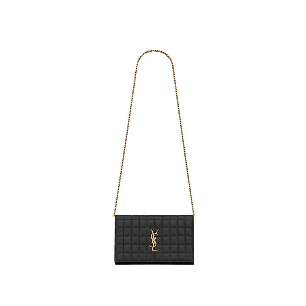 SAINT LAURENT LAMBSKIN CASSANDRE CHAIN WALLET
