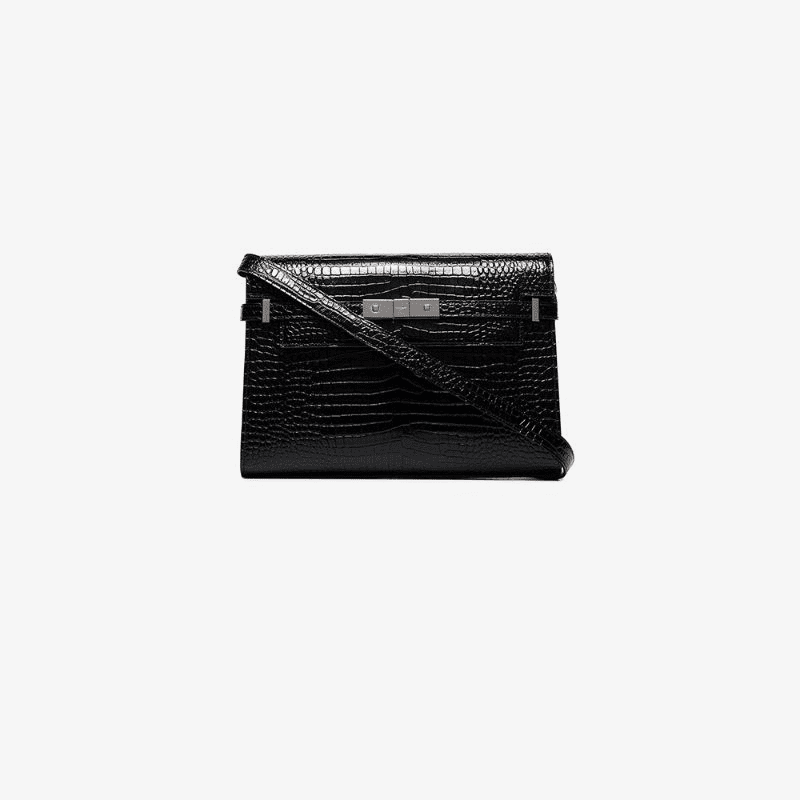 Saint Laurent Black Manhattan croc-effect shoulder bag