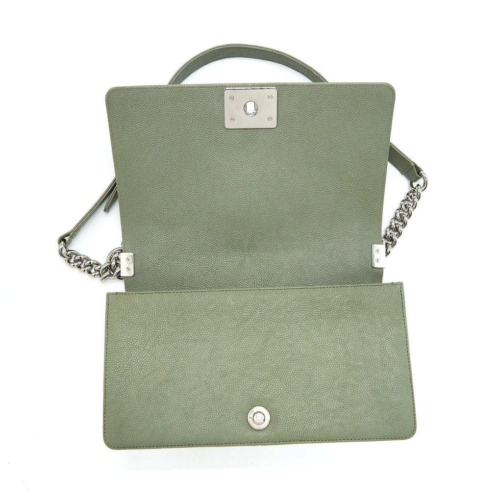 CHANEL MEDIUM BOY BAG CAVIAR LIGHT GREEN