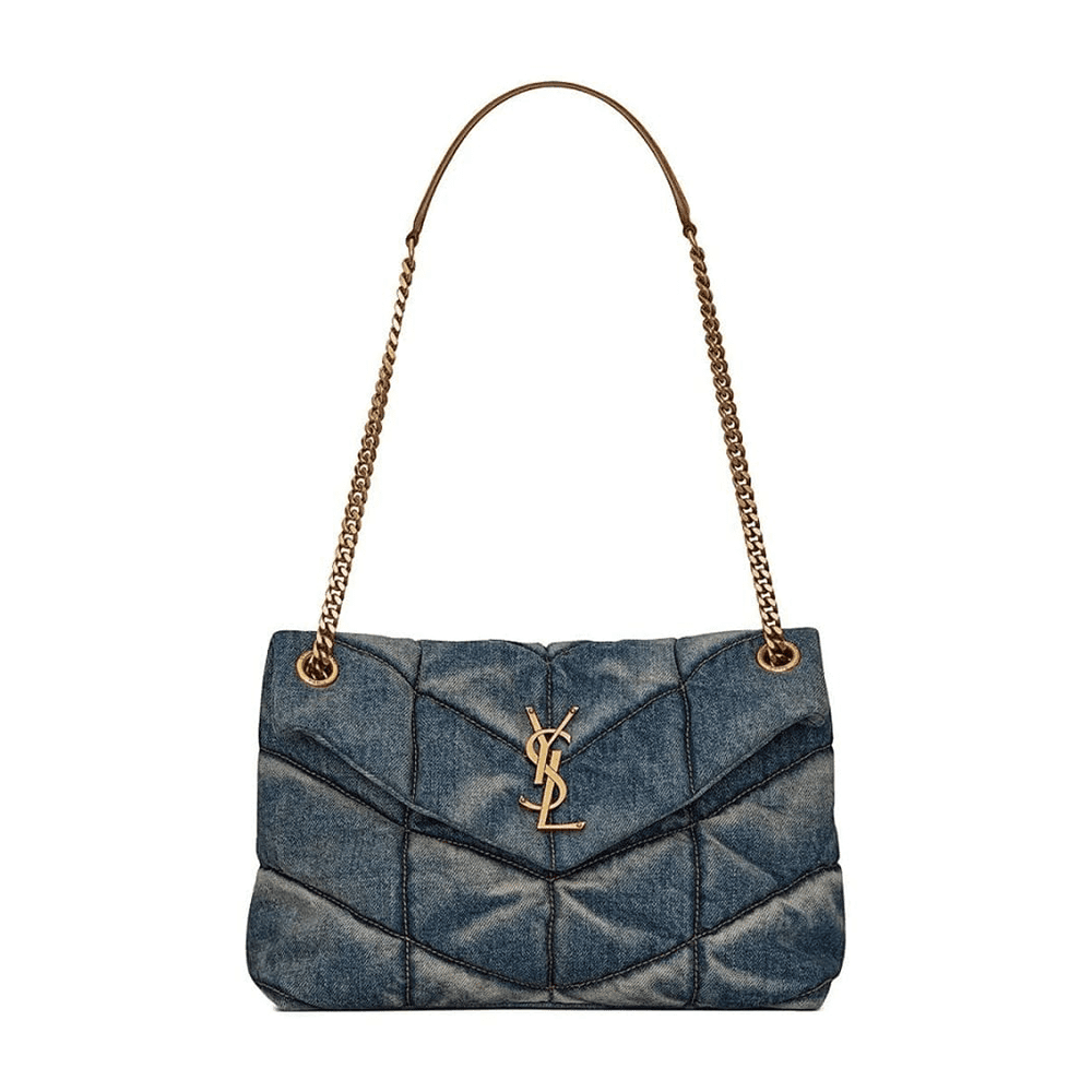 Saint Laurent Denim LouLou Puffer Bag