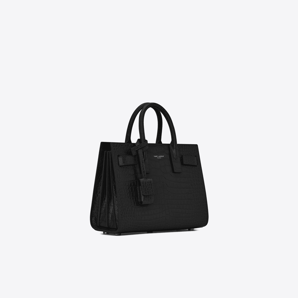 Saint Laurent SAC DE JOUR NANO CROCODILE-EMBOSSED LEATHER BAG